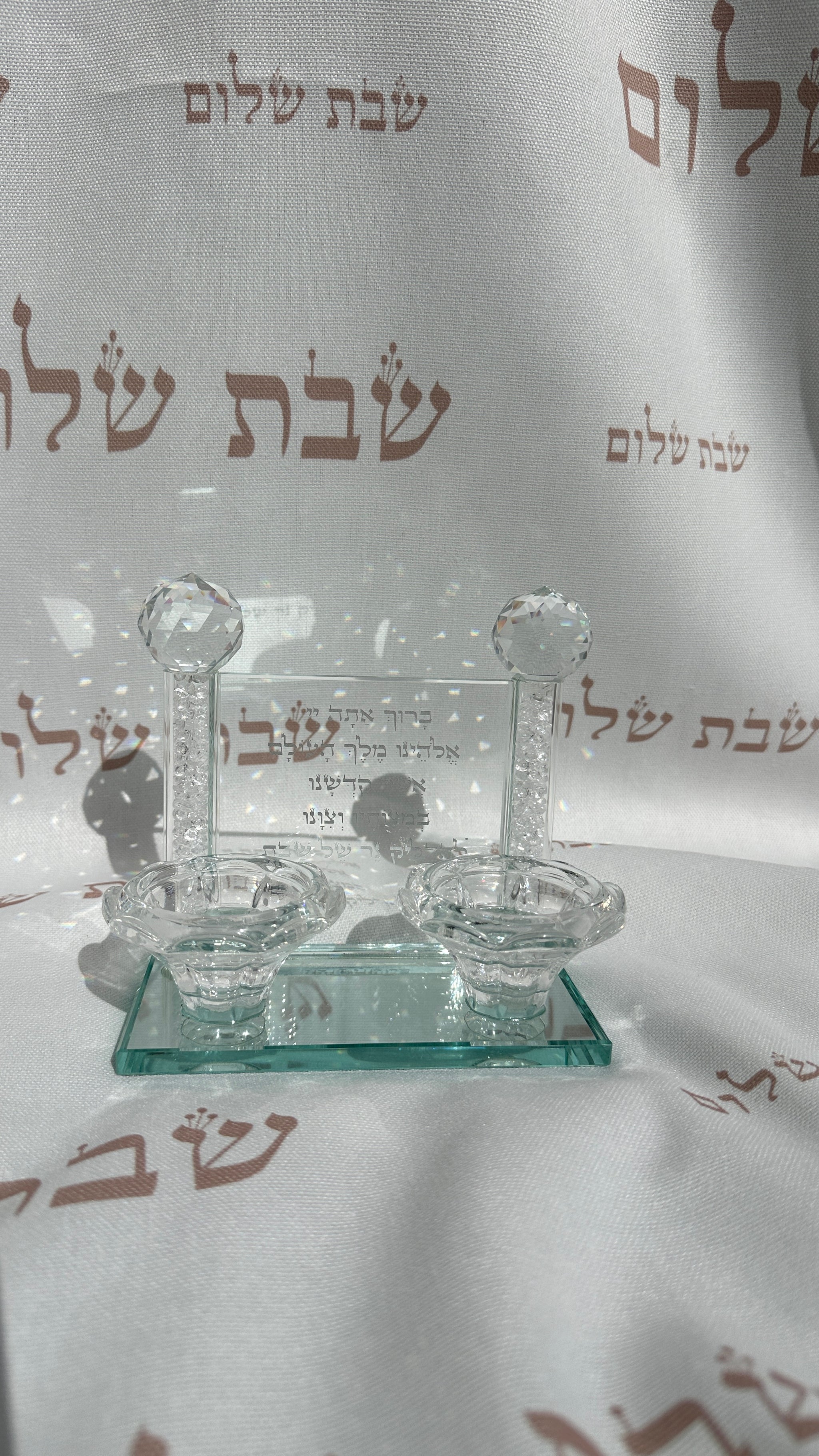 מעמד פמוטים קריסטל לזוג נרות